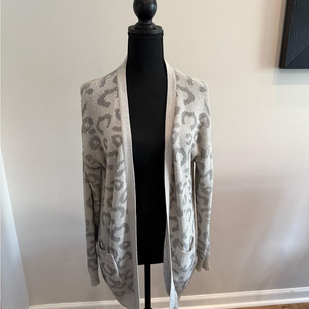 Pink Lily Gray Leopard Cardigan